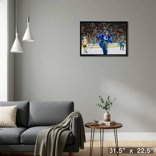 Andrei Kuzmenko 20" x 29" Framed Canvas Canucks Celebrating-H 31.5" x 22.5"